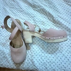 LOFT Pink Women's Mules with Wooden Heel